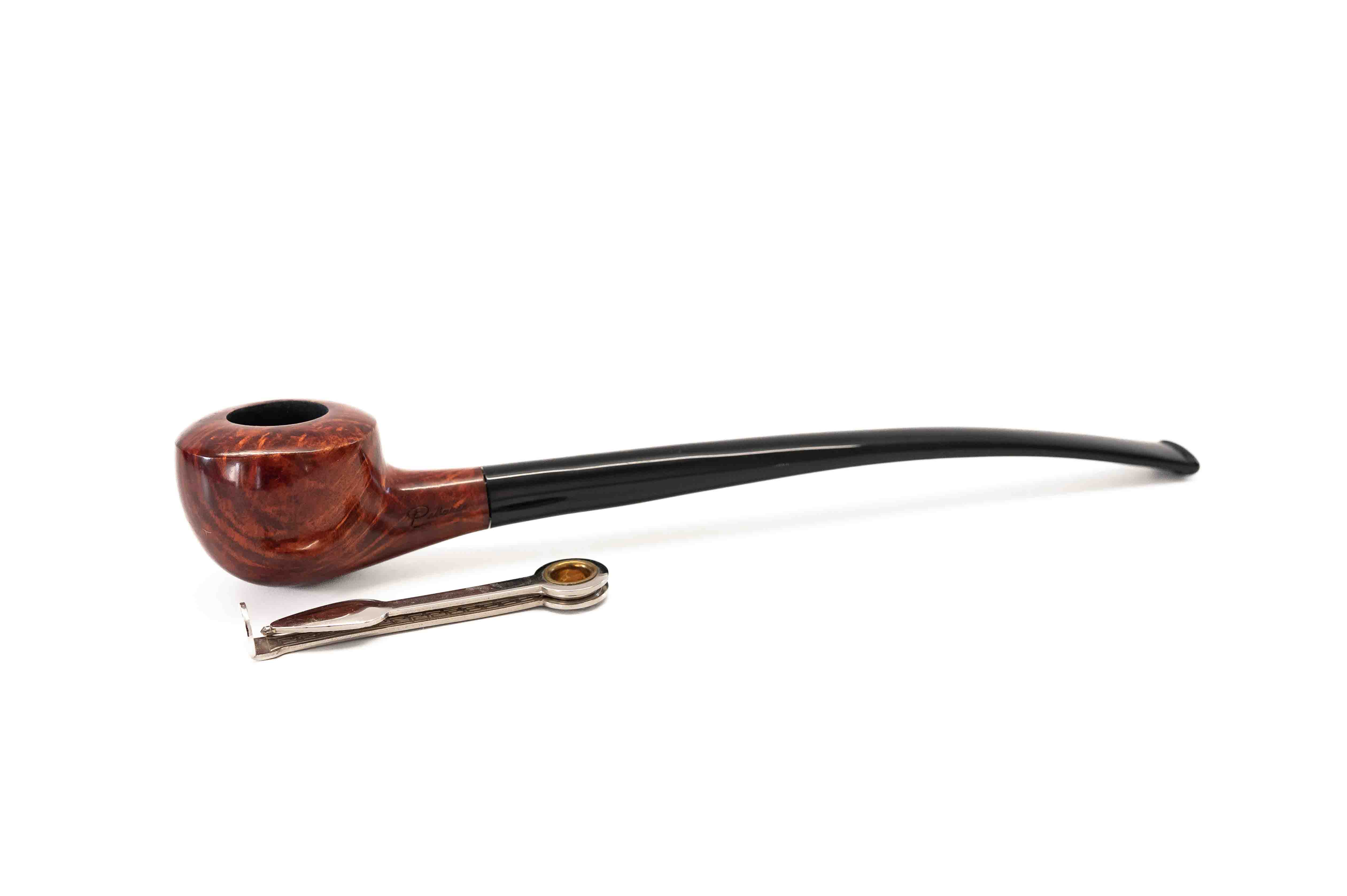 Padonio Churchwarden – olvasó pipa 9mm filteres, gesztenyebarna színű, enyhén hajlított szárral, tomato forma
